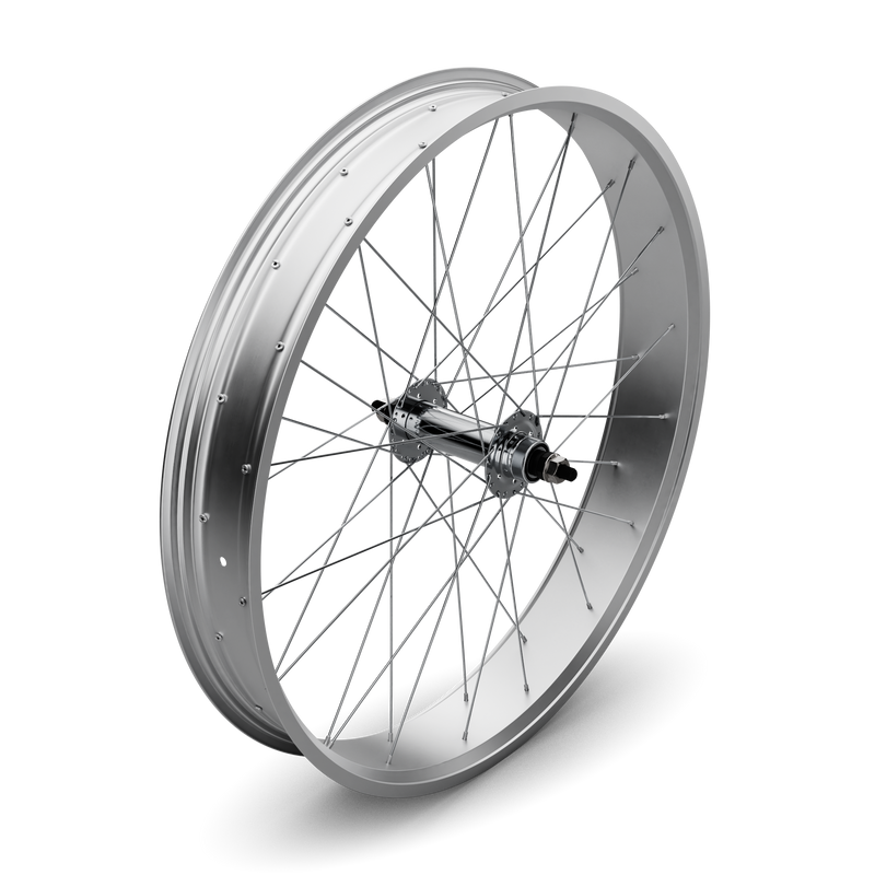 26" Fat Tire Coaster Brake Beach Cruiser Wheel Set (Silver)