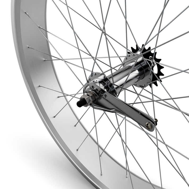 26" Fat Tire Coaster Brake Beach Cruiser Wheel Set (Silver)