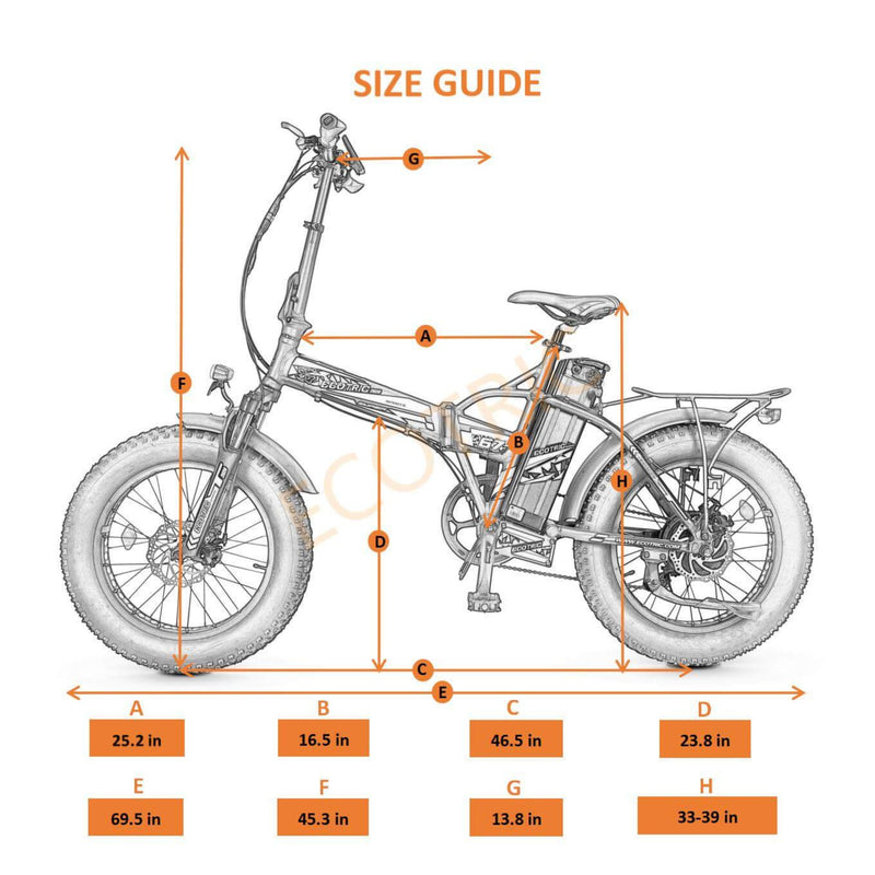 Electric Bike Ecotric Fat20 Sizes