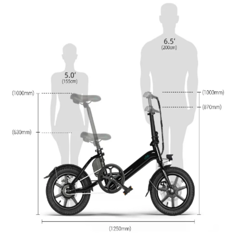 Electric Bike Fiido D3 Pro Sizes