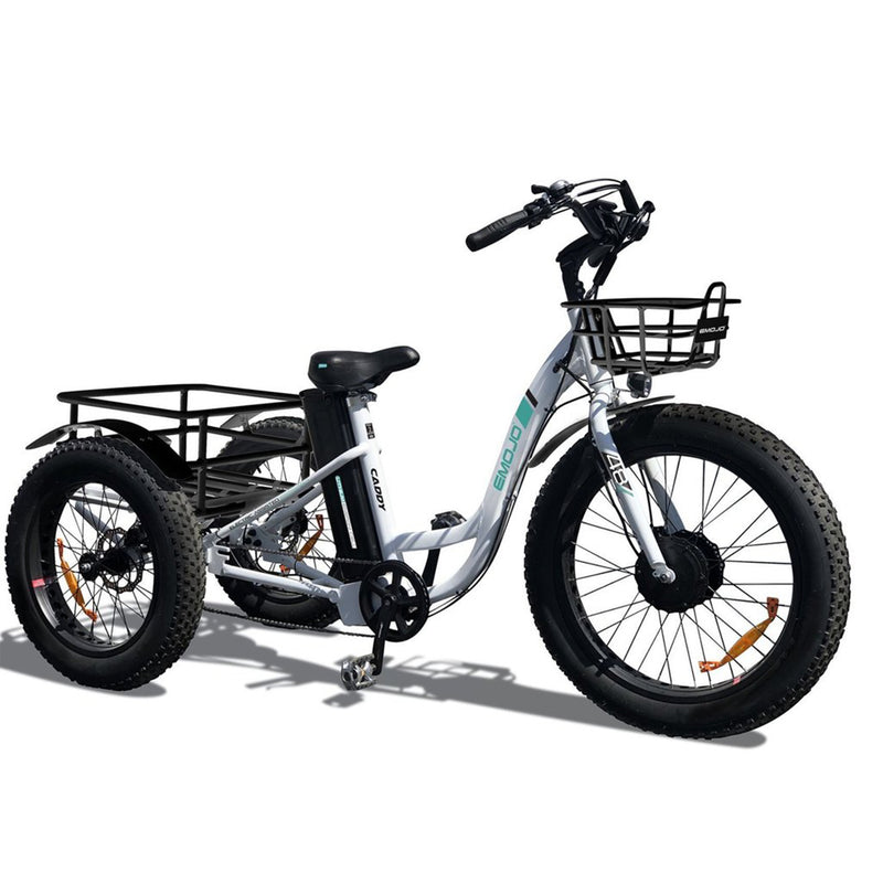 Emojo 500W Caddy Step Through Electric Tricycle - white tricycle side