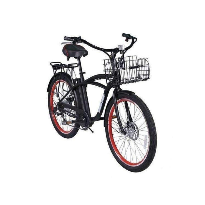 X-Treme 350W Newport Elite Max Electric Beach Cruiser - black bicycle front